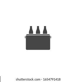 Vector beer fridge icon. Beverage cooler bag on white isolated background. 