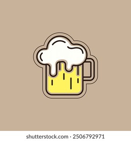 Vector beer glass. Foam beer in a glass. Foam beer pint vector. Clinking glasses. Alcoholic drink beer vector. Vector illustration.