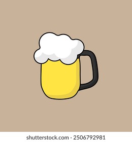 Vector beer glass. Foam beer in a glass. Foam beer pint vector. Clinking glasses. Alcoholic drink beer vector. Vector illustration.