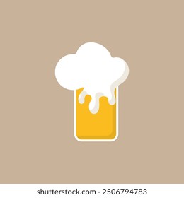 Vector beer glass. Foam beer in a glass. Foam beer pint vector. Clinking glasses. Alcoholic drink beer vector. Vector illustration.