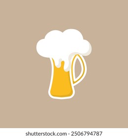 Vector beer glass. Foam beer in a glass. Foam beer pint vector. Clinking glasses. Alcoholic drink beer vector. Vector illustration.