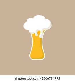 Vector beer glass. Foam beer in a glass. Foam beer pint vector. Clinking glasses. Alcoholic drink beer vector. Vector illustration.