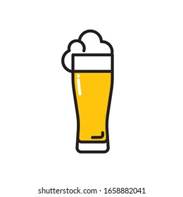 Vector beer glass icon. Flat illustration of beer isolated on white background. Icon vector illustration sign symbol.