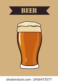 vector of beer in a glass, international beer day