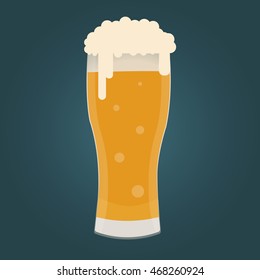 Vector beer. Glass with beer isolated on background. Vector illustration.