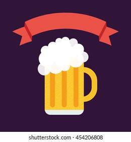 Vector beer glass ribbon 