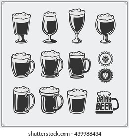 Vector beer glassware set.