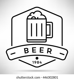 Vector Beer Icon with Linear Style,