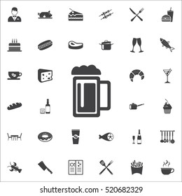 Vector beer Icon on the white background. restaurant set of icons.