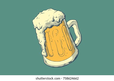 Vector beer illustration. Hand drawn sign. Good for leaflets, cards, posters, prints, menu.