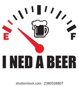 vector beer illustration, minimal design. Beer icon on white background. I need a beer. Ideal for t-shirts and printing
