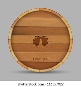  Vector beer label in form wooden barrel