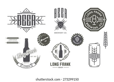 Vector beer labels and design elements.