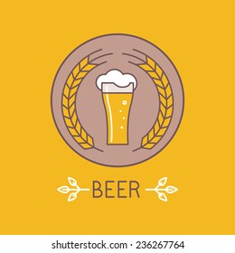 Vector beer logo and sign - line icons and design elements for pubs and bars