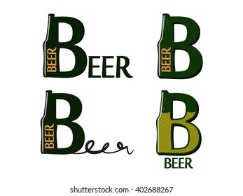 vector beer logos with the letter stylized bottle