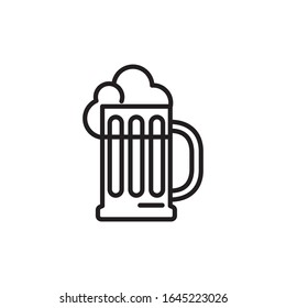 Vector beer mug icon. Flat illustration of beer mug isolated on white background. Icon vector illustration sign symbol.