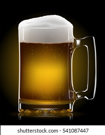 Vector beer mug on dark background. EPS10