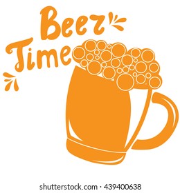 Vector beer mug. Beer time.  Vector illustration.