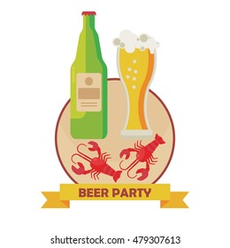 Vector beer party menu. Oktoberfest beer vector set. Design elements for marketing, advertising, promotion, branding and media. Flat cartoon illustration. Objects isolated on a white background.