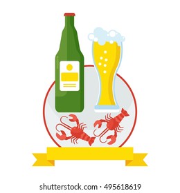 Vector beer party menu. Oktoberfest beer vector set. Design elements for marketing, advertising, promotion, branding and media. Flat cartoon illustration. Objects isolated on a white background.