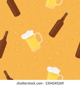 Vector Beer Seamless Pattern Background 