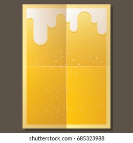 vector beer vintage poster A4 background with white foam and bubbles. light beer poster design template