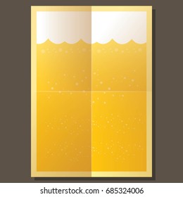 vector beer vintage poster A4 background with white foam and bubbles. light beer poster design template