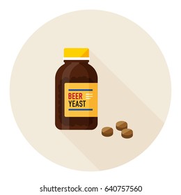 vector beer yeast product and pills / glass medicine bottle / health-care concept