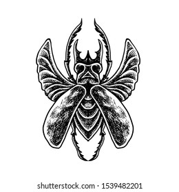 Vector Beetle horn tattoo style 