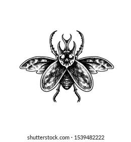 Vector Beetle horn tattoo style 