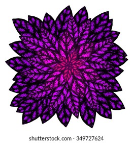 Vector begonia leaves background in vivid color, hand drawn illustration