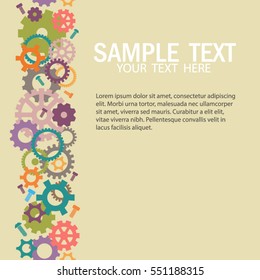 Vector beige background with colorful gears and place for text