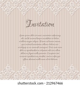 Vector beige baroque damask invitation blank with a place for your text