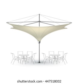 Vector Beige Blank Inversed Lotus Patio Outdoor Beach Cafe Bar Pub Lounge Restaurant Umbrella Parasol for Branding Front Side View Mock up Close Isolated on White Background