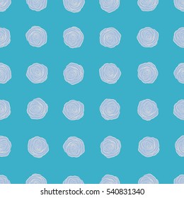 Vector beige and blue rose flowers seamless pattern.