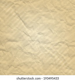 Vector beige crumpled paper with stripes