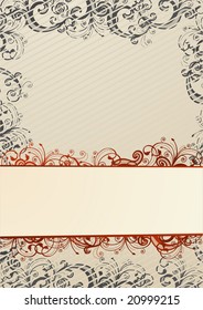 Vector beige floral wallpaper with copy-space