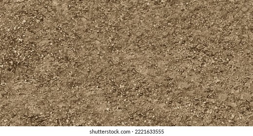 Vector beige gravel realistic texture. Grainy stucco pattern, horizontal banner. Rough wall background. Flooring tile design. Sand industrial structure. Detailed dirty yellow graine