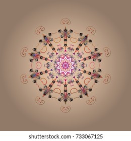 Vector. Beige, gray and orange beige, gray and orange colors. Christmas background with snowflakes abstract background. Holiday design for Christmas and New Year fashion prints. Vector.