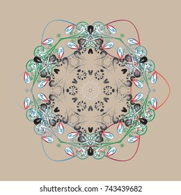 Vector. Beige, gray and white snowflakes. Holiday design for Christmas and New Year fashion prints. Christmas background with snowflakes abstract background. Vector.