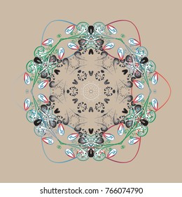 Vector. Beige, gray and white snowflakes. Holiday design for Christmas and New Year fashion prints. Christmas background with snowflakes abstract background. Vector.