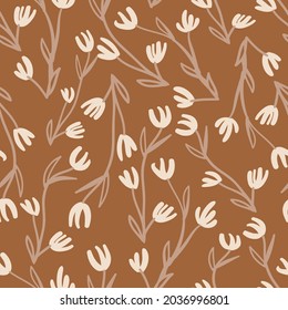Flores de ocre beige vectorial sin fisuras