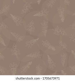 Pintura de línea de árbol beige vectorial en fondo marrón Sencillo patrón de repetición. Antecedentes para textiles, cubiertas de libros, fabricación, papel pintado, impresión, envoltura de regalo y reserva de chatarra.