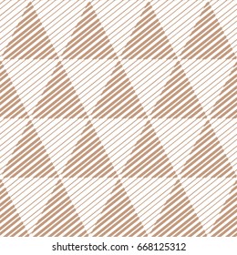 Vector beige triangle line pattern. Geometric background
