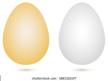 Vector beige and white eggs on white background on Easter and kitchen