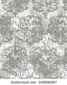 vector; beige and white grunge Abstract art classic luxury and elegant style pattern background in popular modern damask design trend 2018 for print on card paper fabric poster carpet and book cover 