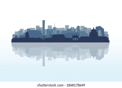 horizonte vectorial de beijing, colección de edificios emblemáticos de beijing, ilustración vectorial