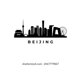 Horizonte del Vector Beijing. Viaje a los Lugares famosos más famosos de Pekín. Concepto de negocios y turismo para presentación, Anuncio, Sitio web.