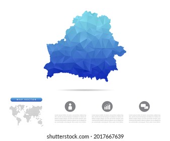 Vector Belarus map blue polygon triangle mosaic for presentation. Creative concept for infographic.