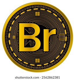 Vector of Belarusian ruble Digital Currency in gold and black colors on a white background.